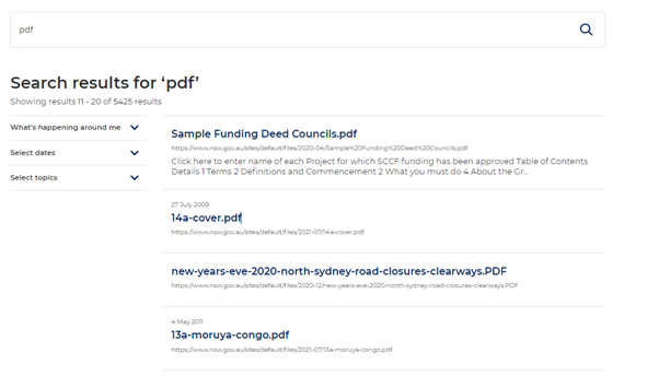 Search results for pdf returning documents with file names as titles and irrelevant descriptions.