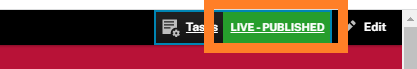 The Live Published button highlighted to the left of the Edit icon.