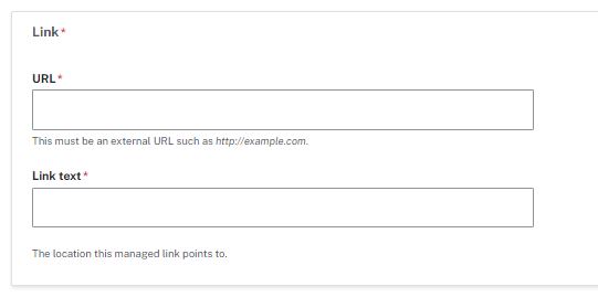 Link section with URL and Link text mandatory