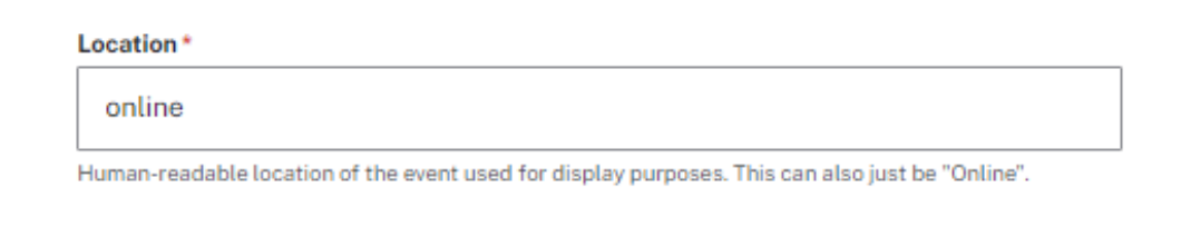 The location field with text 'online' typed in.