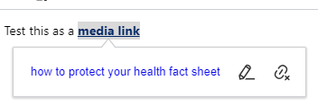 Media link is now a hyperlink to the pdf file 'how to protect your health fact sheet'.