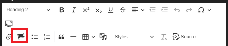 The flag icon highlighted to the right of the link icon.