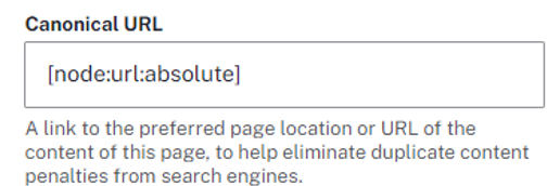 Canonical URL: a link to the preferred page ocation or URL of the content of this page, to help eliminate duplicate content penalties from search engines.