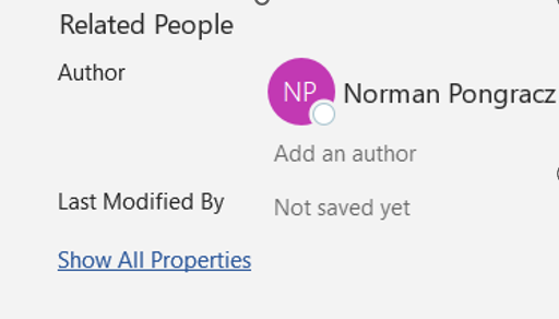 The Show All Properties link under Last Modified By.