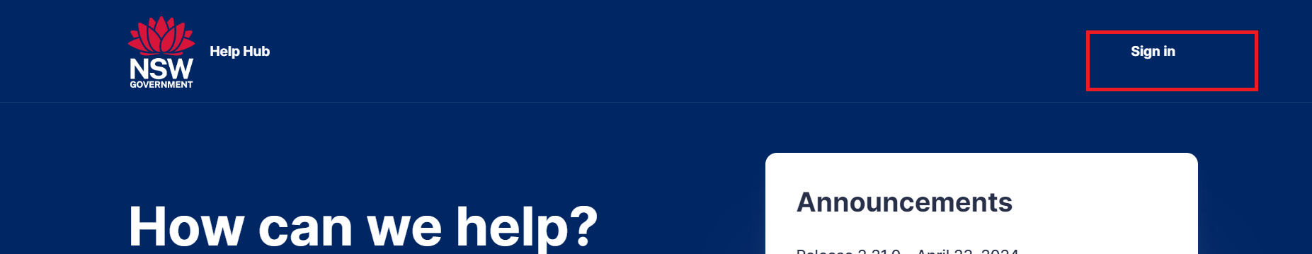 The Sign in button located on the top-right of the page.