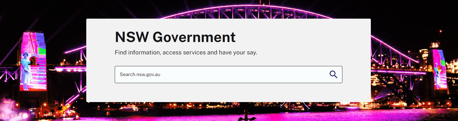 The arch of the Sydney Harbour Bridge covered by the search box.